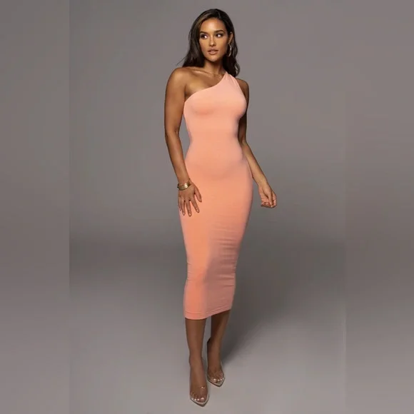 JLUXLABEL PEACH MEARA ONE SHOULDER DRESS - Picture 3 of 3
